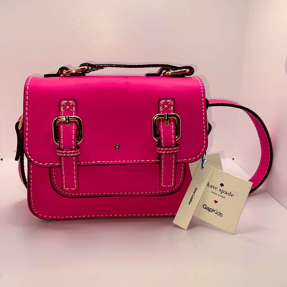Kate Spade NY Scout Girls Saffiano Leather Crossbody Bag Neon Pink